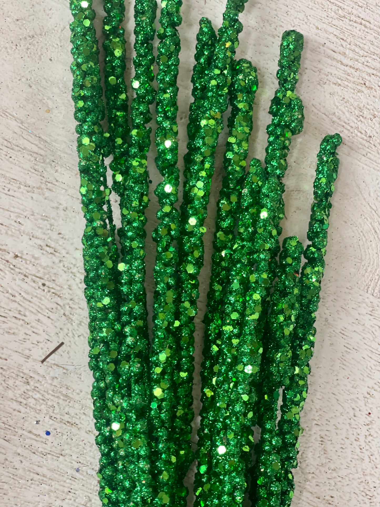 35 Inches Dark Green Glittered Berry Spray