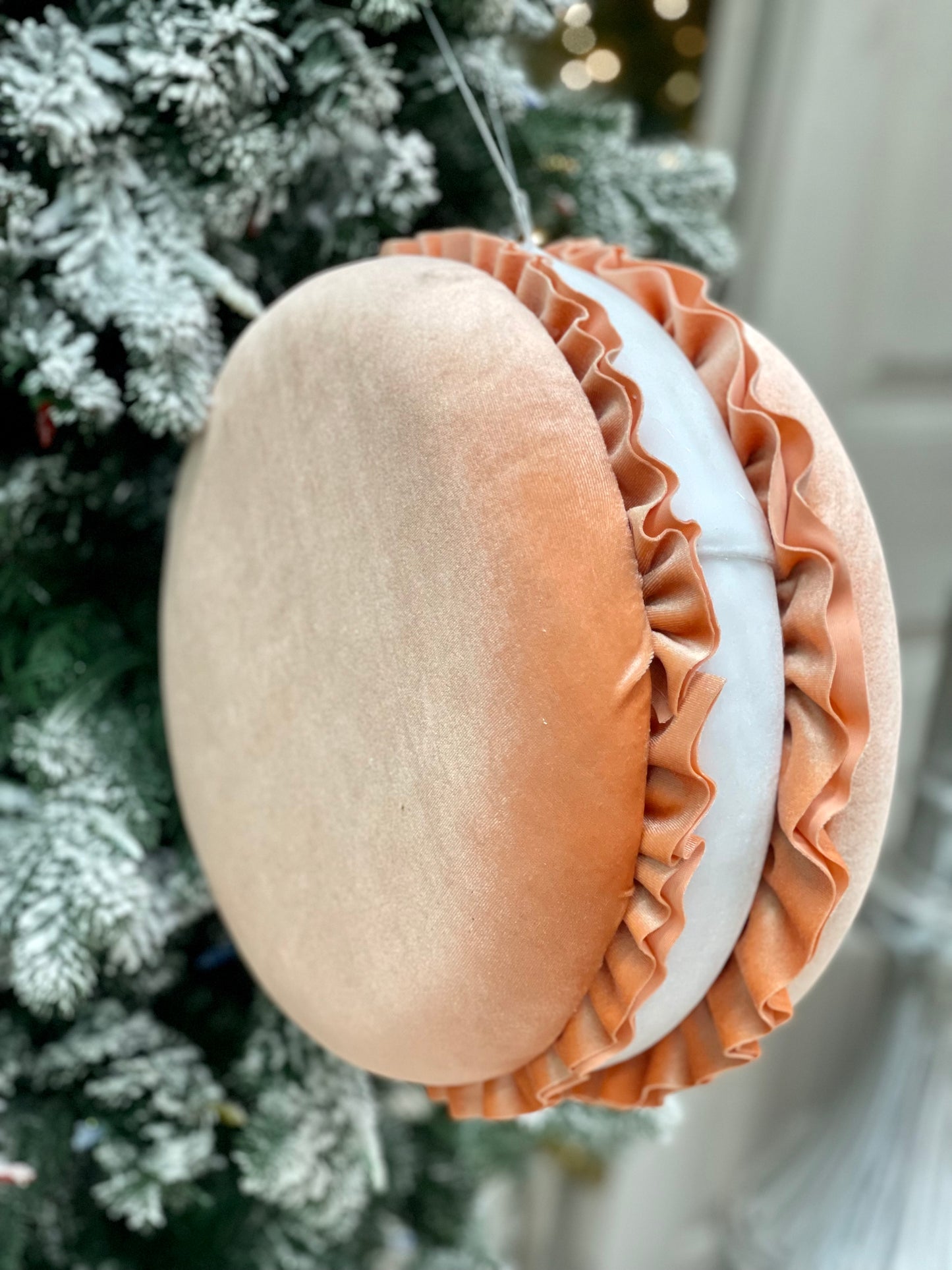 12.75 Inch Peachy Orange Fabric Scrumptious Macaroon Ornament