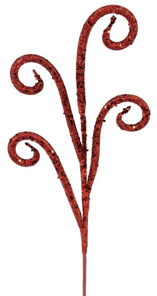 21 Inch Red Glitter Tubing Curly Spray