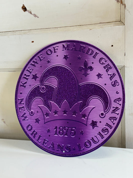 12 Inch Mardi Gras Jester Hat Metal Coin Sign