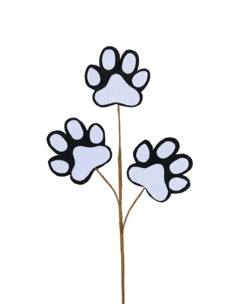 13.5 Inch Black And White Felt Pawprint Spray