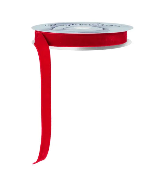 5/8 Inch By 10 Yard Unwired Cranberry Woven Velvet Ribbon