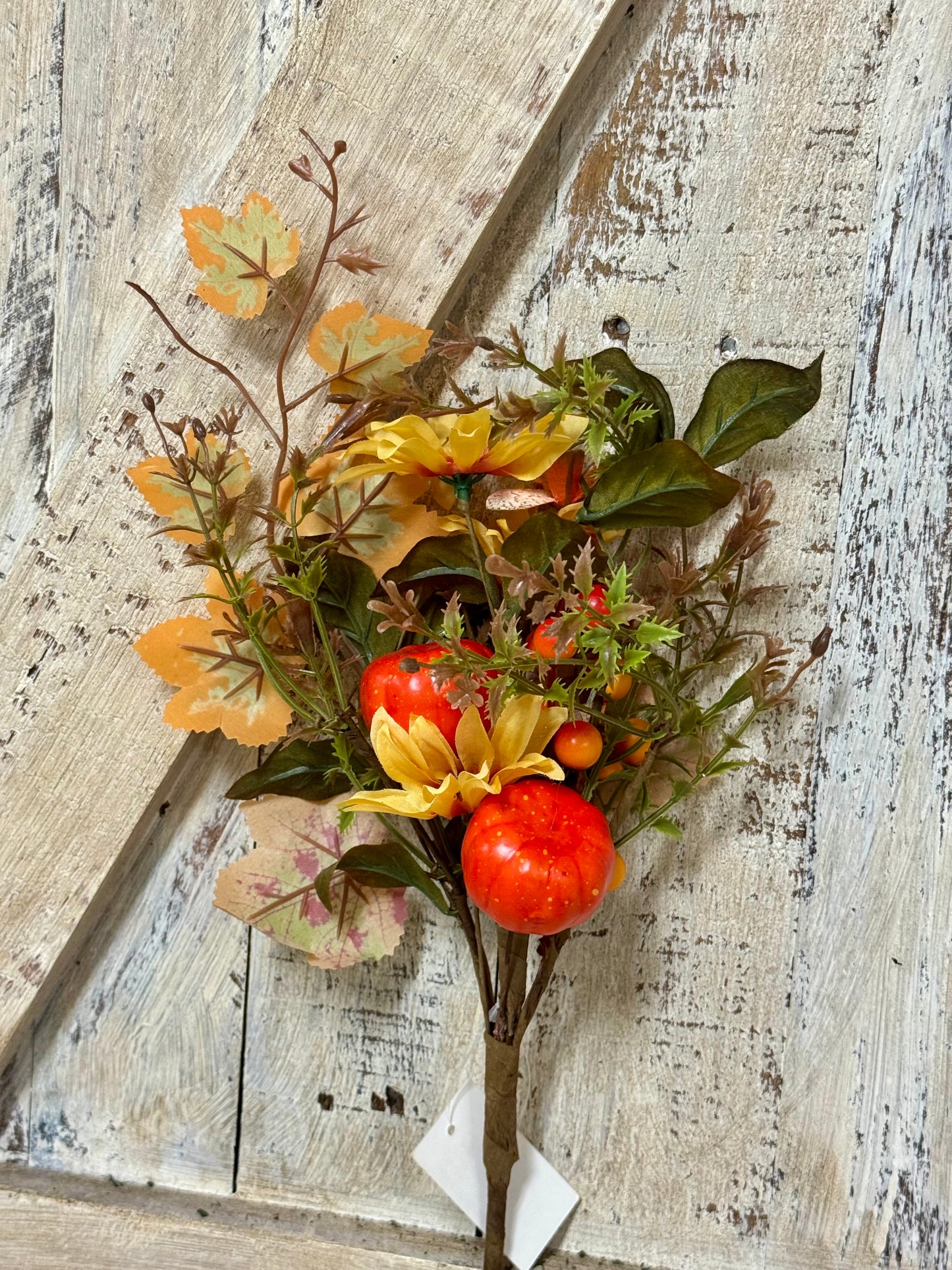 16 Inch Green And Orange Pumpkin Berry Spray