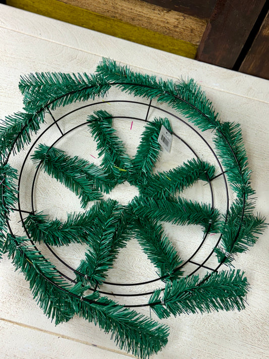 15 Inch Wire 25 Inch OAD Emerald Work Wreath