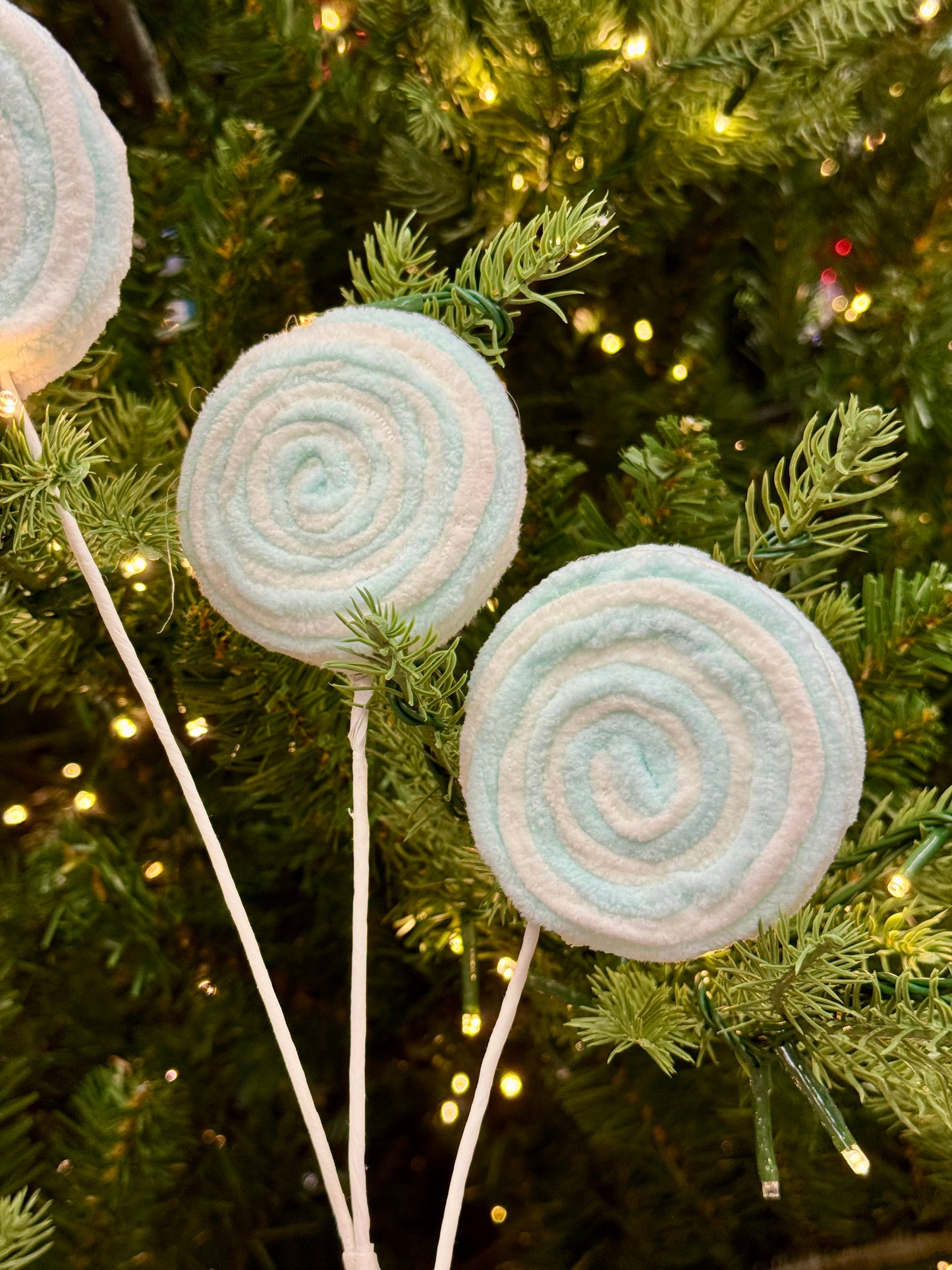 19 Inch Blue And White Chenille Candy Spray