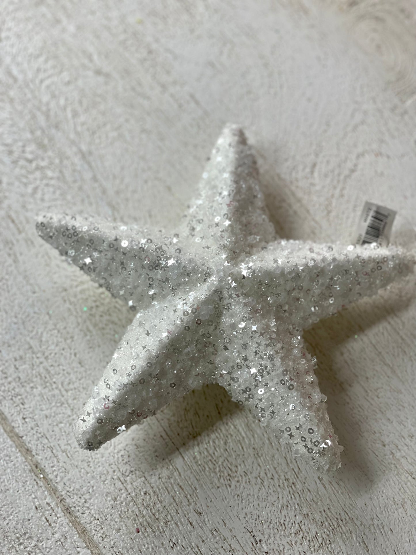 7.5 Inch White Sequin Star Ornament