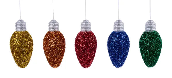 7 Inch Glitter Light Bulb Ornament Five Colors