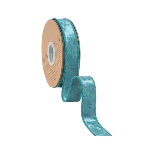 1 Inch By 10 Yard Aqua Heritage Velvet Ribbon