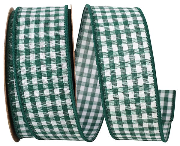 1.5 Inch By 10 Yard Green Gingham Check Ribbon