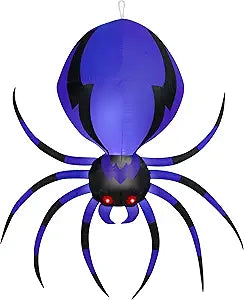 6 Foot Inflatable Halloween Hanging Black and Purple Spider Yard Decoration Open Box