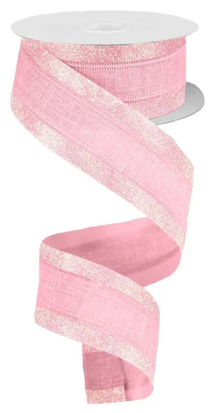 1.5 Inch By 10 Yard Light Pink Iridescent Royal Burlap Glitter Ribbon
