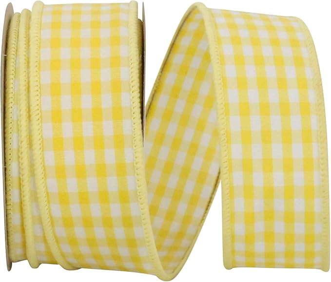 1.5 Inch By 10 Yard Yellow Gingham Check Ribbon