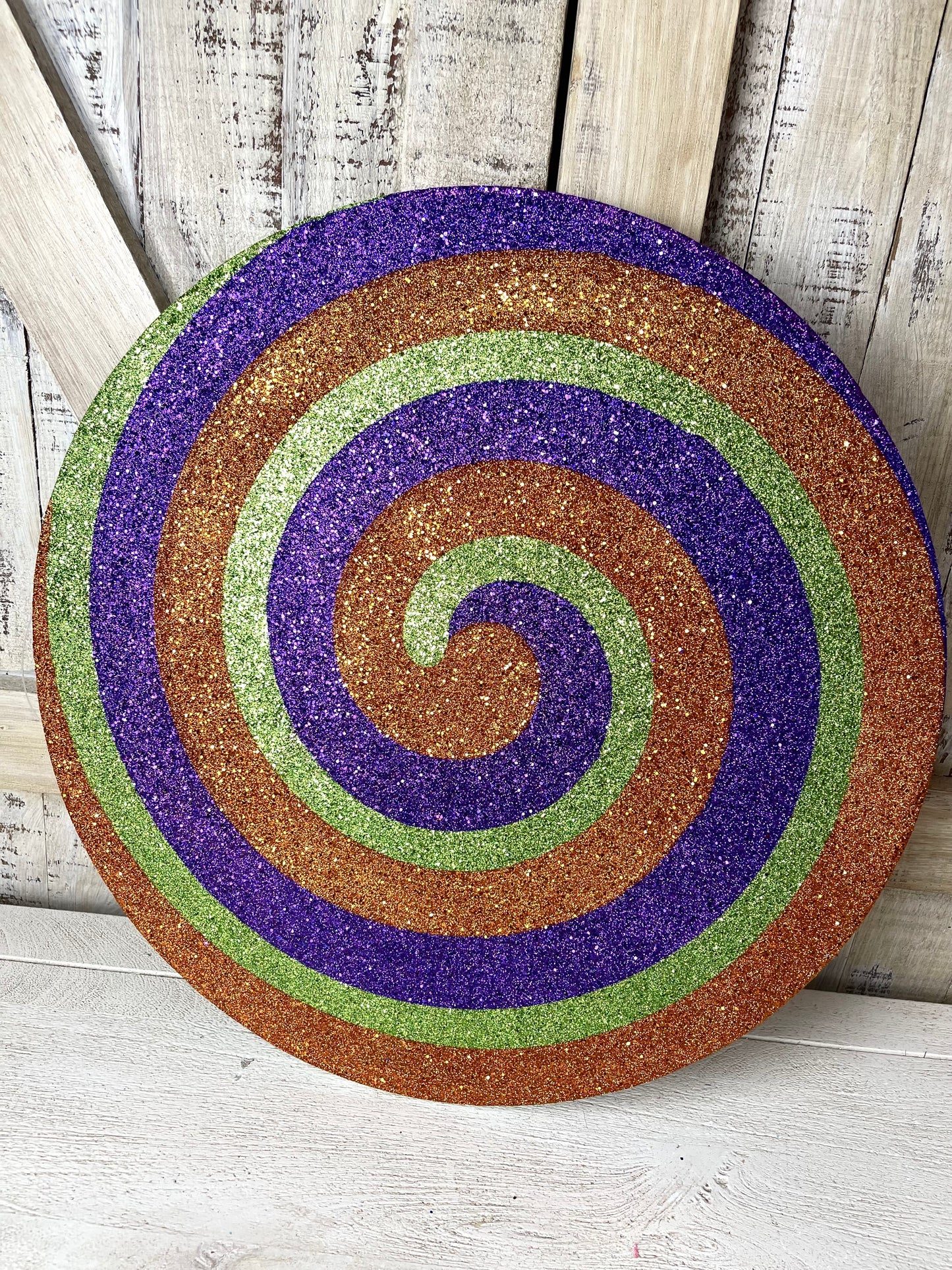 Lime Purple And Orange Glittered Eva Candy Swirl