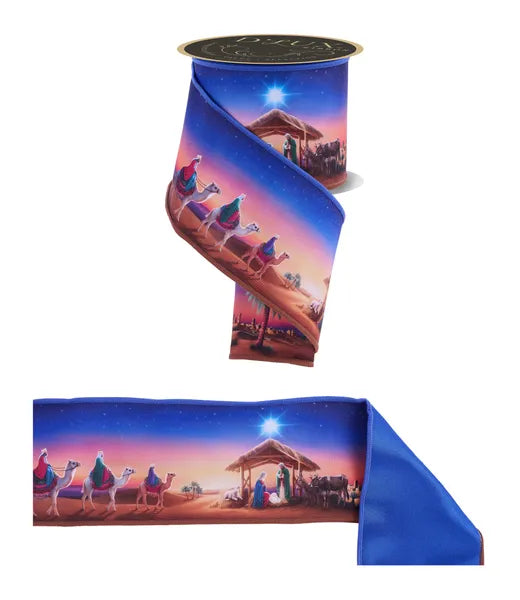 4 Inch By 10 Yard Nativity Scene Fused Ribbon