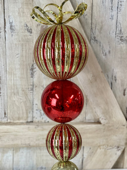 20.5 Inch Gold And Red Ornament Ball Finial
