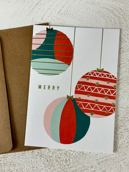 Minted Pattern Baubles Christmas Card