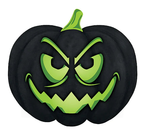 12 Inch Black And Green Embossed Jack-O-Lantern Sign