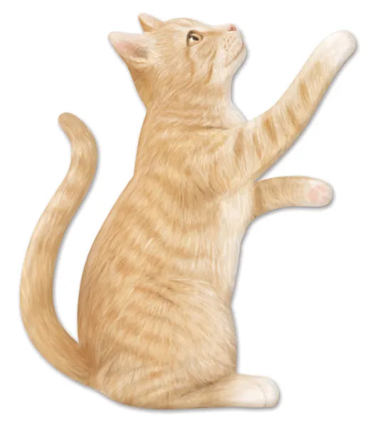 12 Inch Brown Metal Pawing Cat Sign