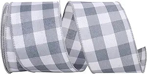 2.5 Inch By 10 Yard Grey Plaid Twill Ribbon