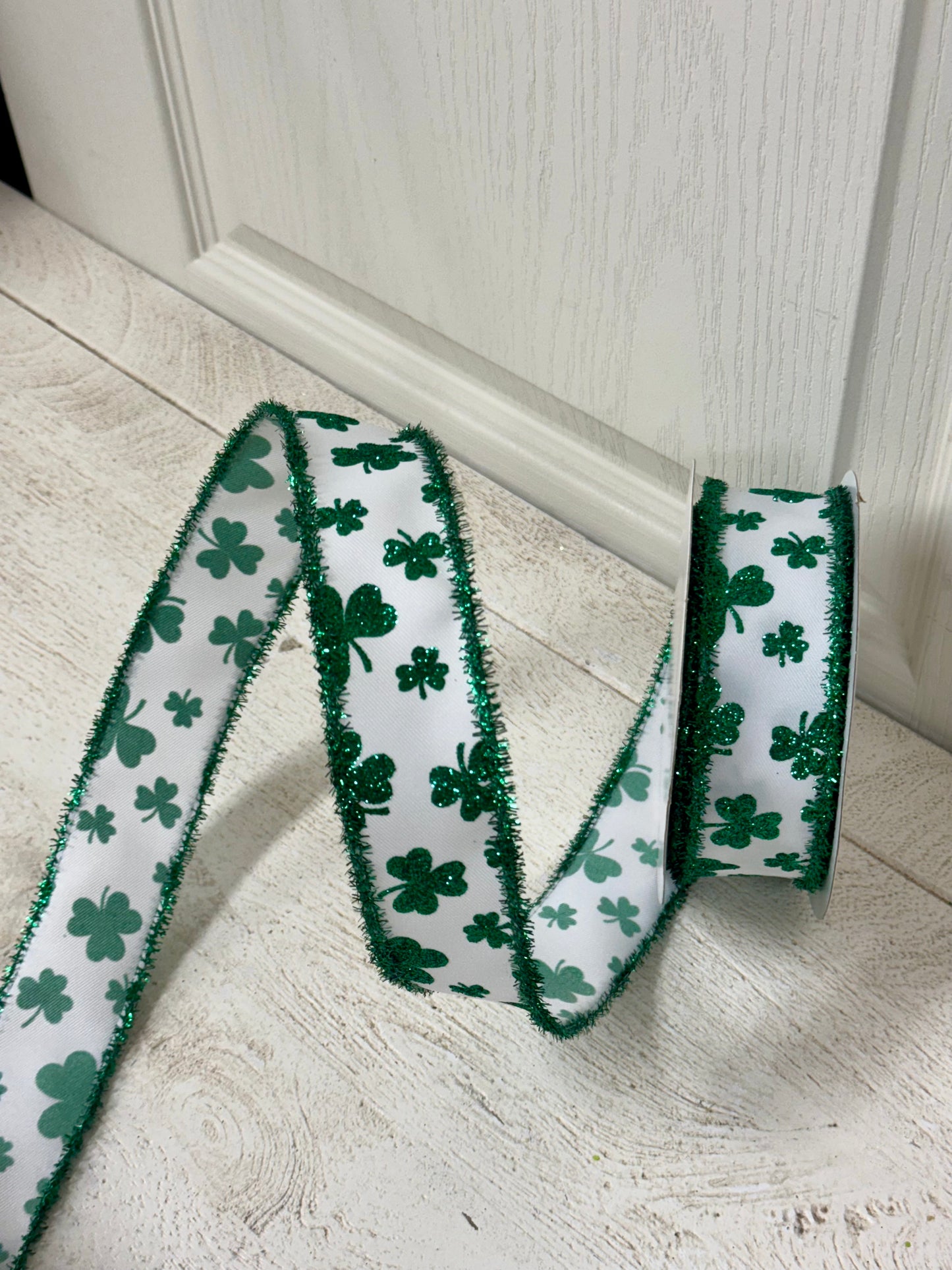 1.5 Inch By 10 Yard Kelly Green Shamrock Tinsel Ribbon