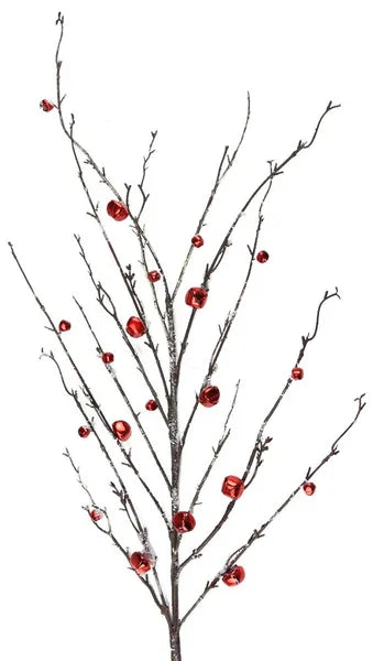 50 Inch Shiny Red Jingle Bell Twig Spray