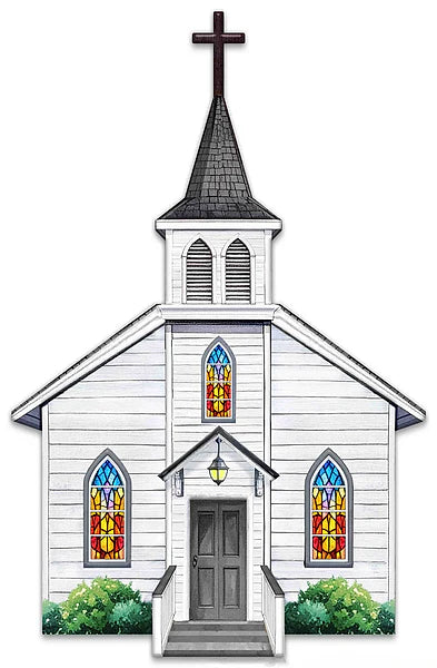 14 Inch Embossed White Church Sign