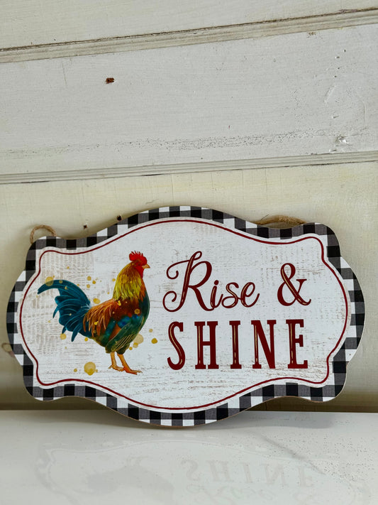 Rise And Shine Rooster Wooden Sign