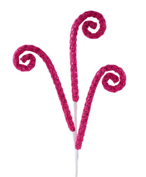 28 Inch Fuchsia Sequin Tinsel Curly Spray