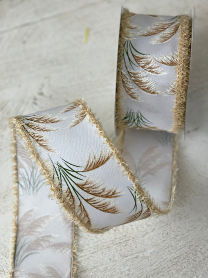 2.5 Inch Pampas Grass Ribbon With Drift