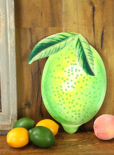 12 Inch Embossed Watercolor Lime Metal Sign