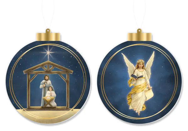 5.5 Inch Double Sided Nativity And Angel Ornaments Two Styles