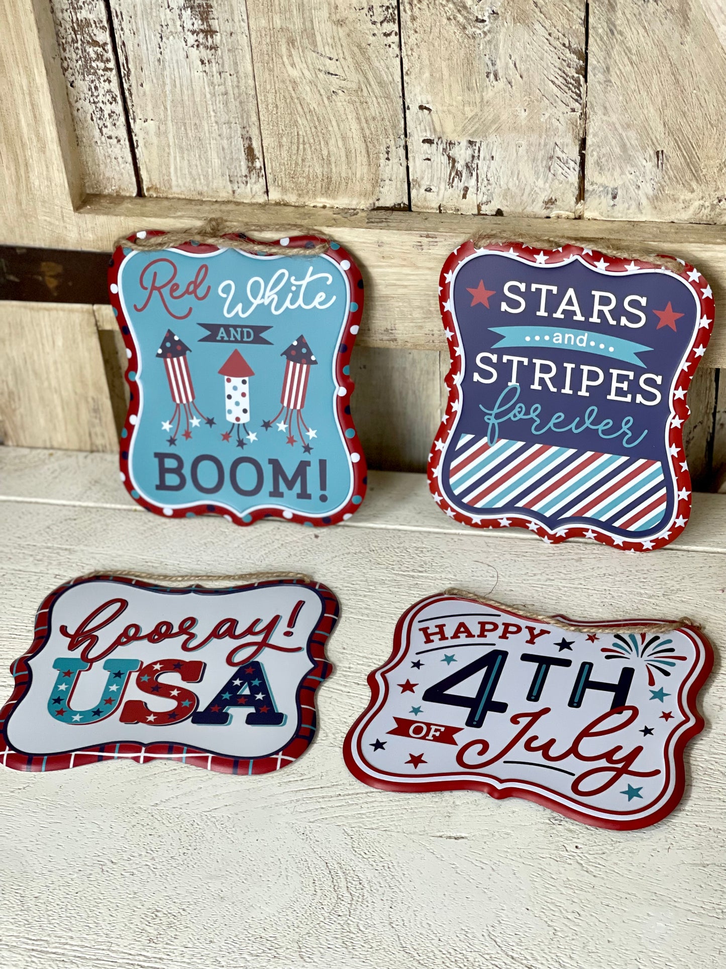 Tin Embossed Patriotic Sign Four Styles