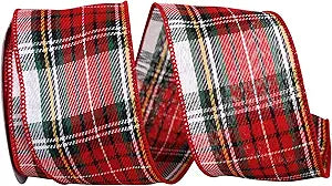 2.5 Inch By 10 Yard Spearmint Plaid Classic Twill Ribbon