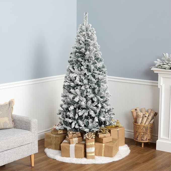 6 Foot Acadia Unlit National Tree Company Flocked Artificial Christmas Tree *OPEN BOX*