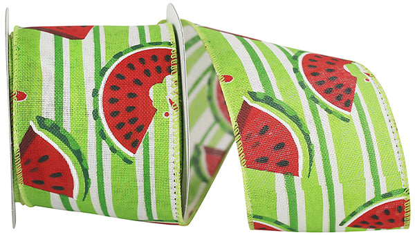 2.5 Inch By 10 Yard Watermelon Stripe Ribbon