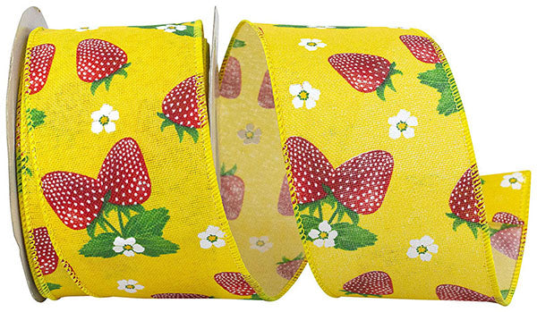 2.5 Inch By 10 Yard Yellow Strawberry Blossom Ribbon