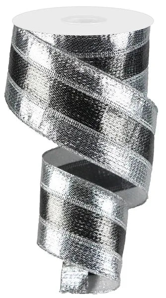 2.5 Inch By 10 Yard Silver And Pewter Metallic Ribbon