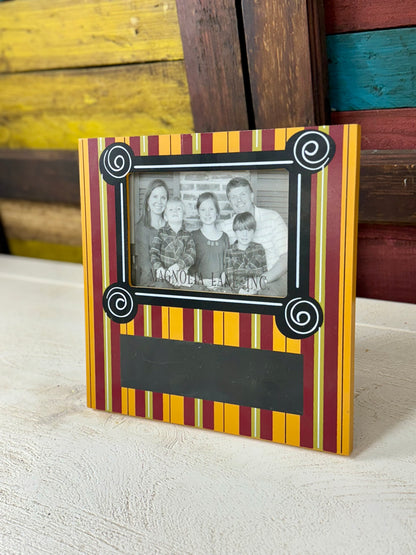 10 Inch By 10 Inch Red And Yellow Striped Chalkboard Frame Magnolia Lane