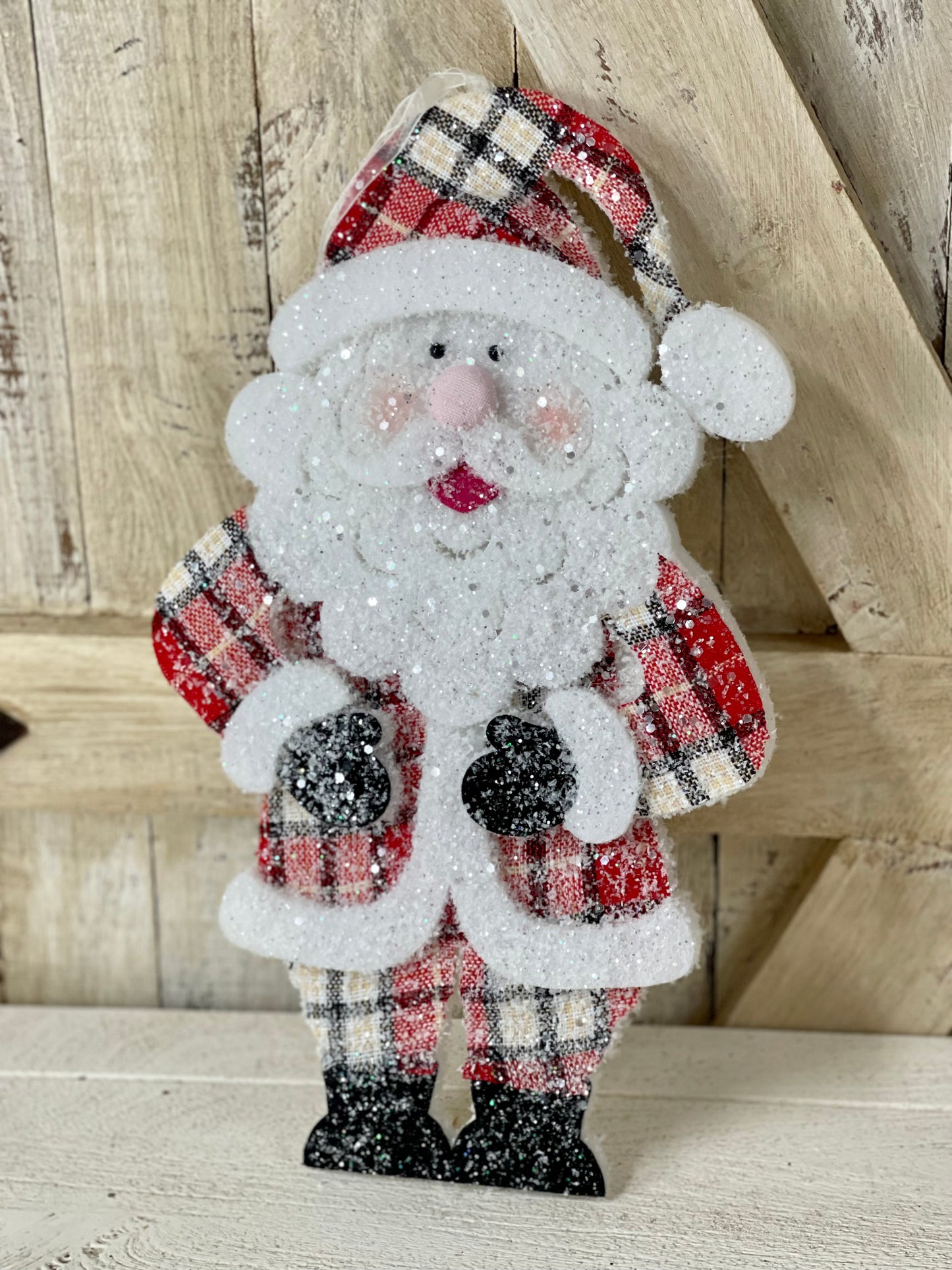 Red Black And Cream Foam Plaid Santa