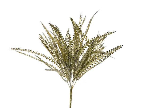 17.5 Inch Moss Green And White Wash Bead Grass Bush