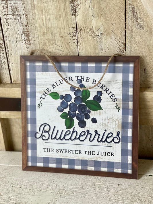 Blueberries Wooden Sign