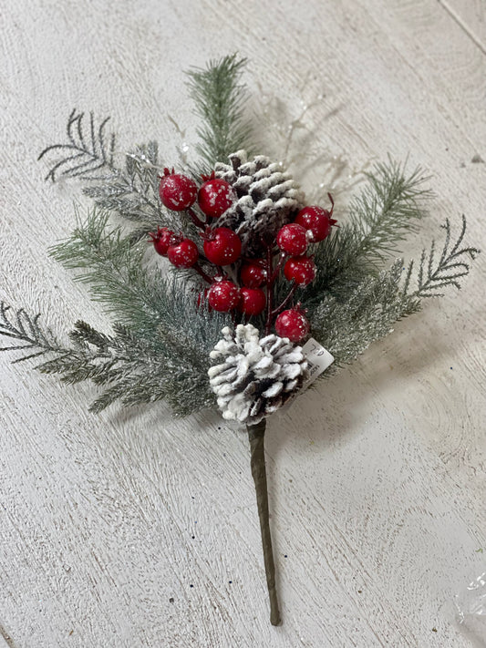 Red Berry Pinecone And Snow Pick