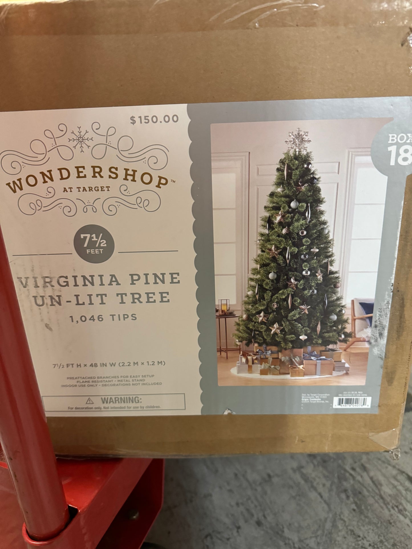 Wondershop At Target 7.5 Feet Virginia Pine Un-Lit Tree Open Box