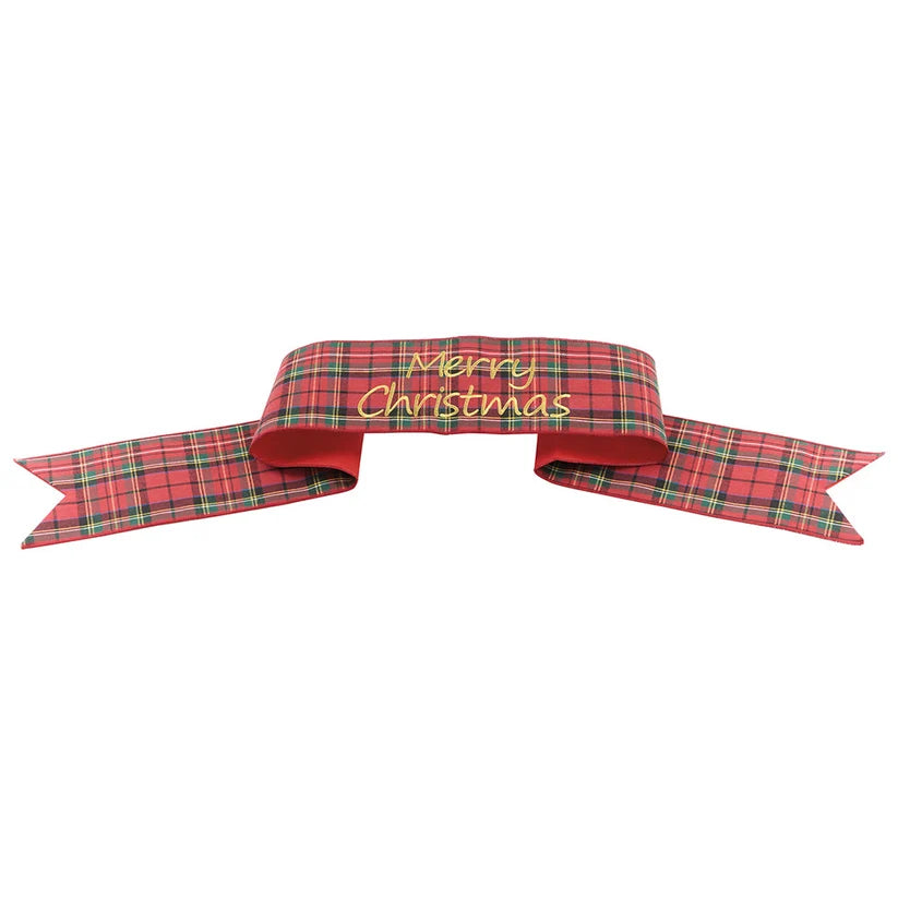 70 Inch Red Green Plaid Merry Christmas Banner