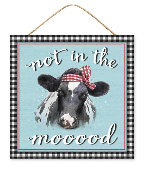 10 Inch Cow Not In The Mood Wooden Wreath Sign
