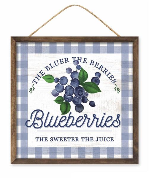 Blueberries Wooden Sign