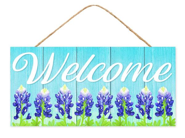 Welcome Bluebonnets Wooden Sign