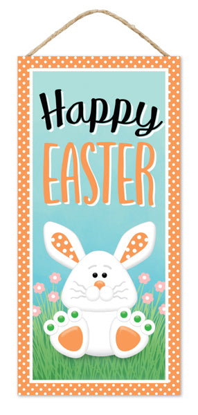 12.5 Inch Happy Easter Bunny Wooden Wreath Sign