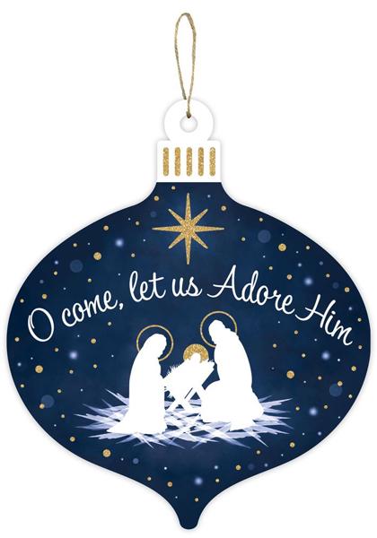 12 Inch O Come Let Us Adore Him Nativity Wreath Sign