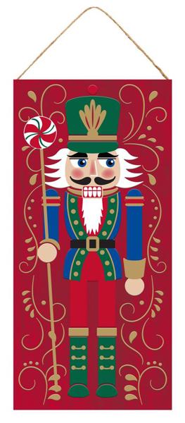 12.5 Inch Red Nutcracker With Candy Wood Sign